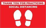 Performance Ink Red w/ White 24x15 | Thank You for Practicing Social Distancing | Rectangle Floor Decal