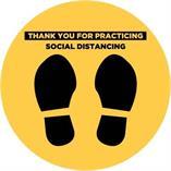 Performance Ink Gold w/ Black 24x24 | Thank You for Practicing Social Distancing | Circular Floor Decal
