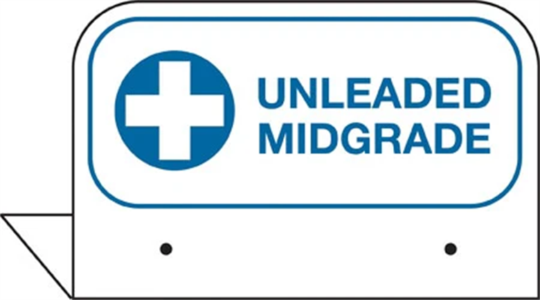 Fill Pipe ID Tag - Unleaded Midgrade (Blue on White)