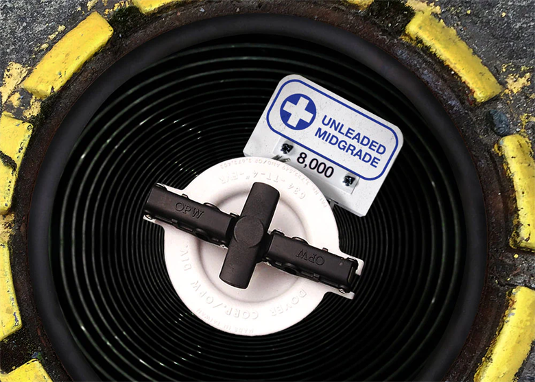 Fill Pipe ID Tag - Unleaded Midgrade (Blue on White)